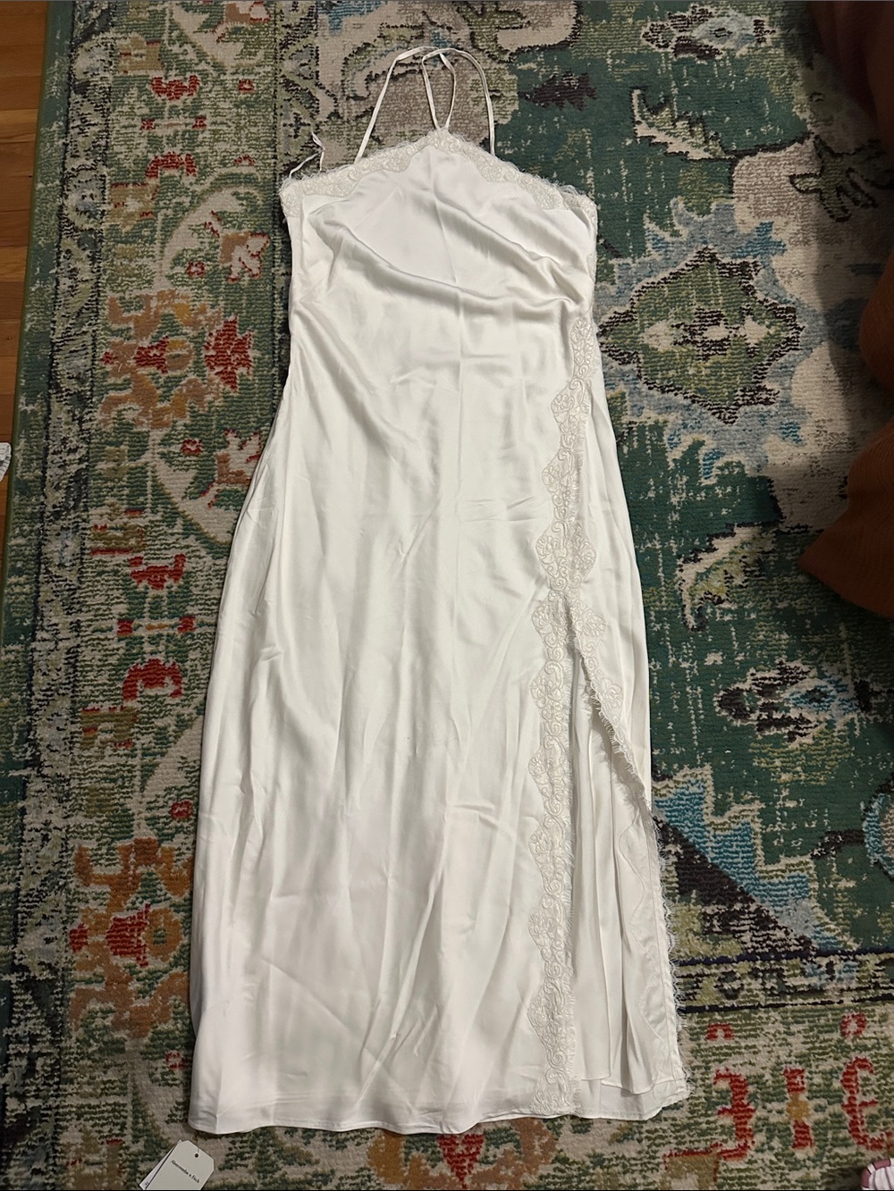Abercrombie & Fitch White Lace-Trim Slip Dress